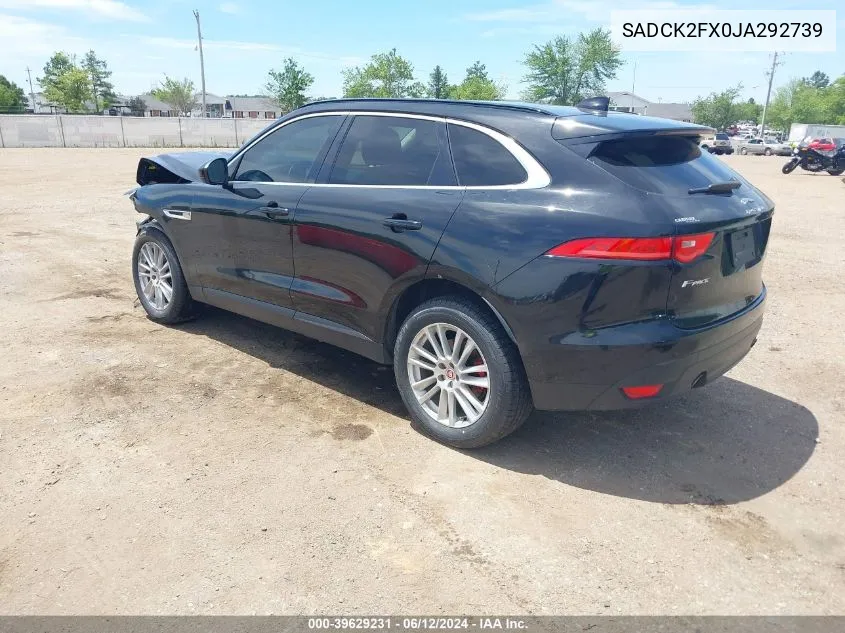 2018 Jaguar F-Pace 25T Prestige VIN: SADCK2FX0JA292739 Lot: 39629231