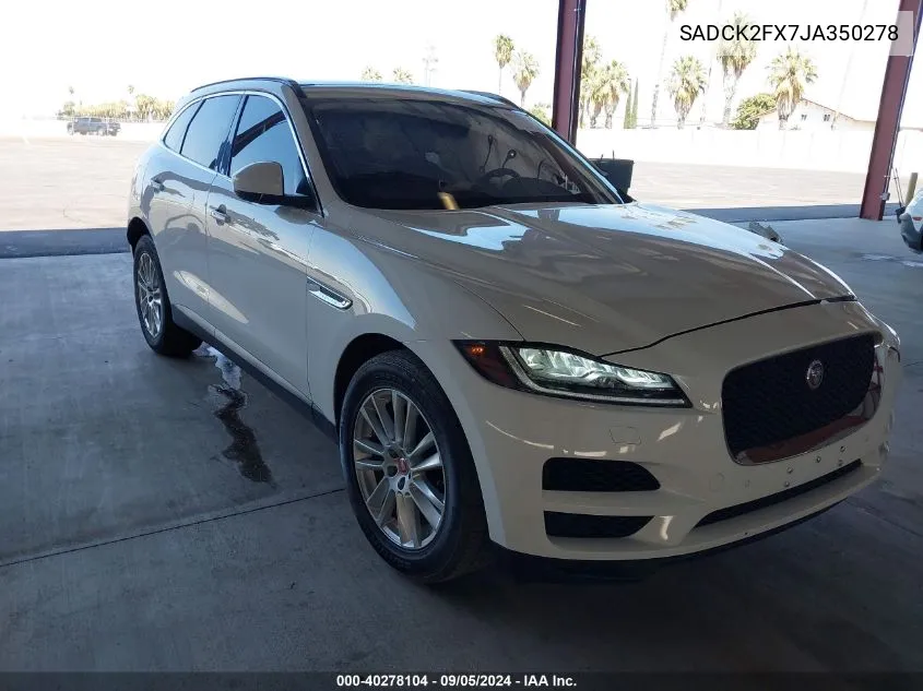 2018 Jaguar F-Pace 25T Prestige VIN: SADCK2FX7JA350278 Lot: 40278104