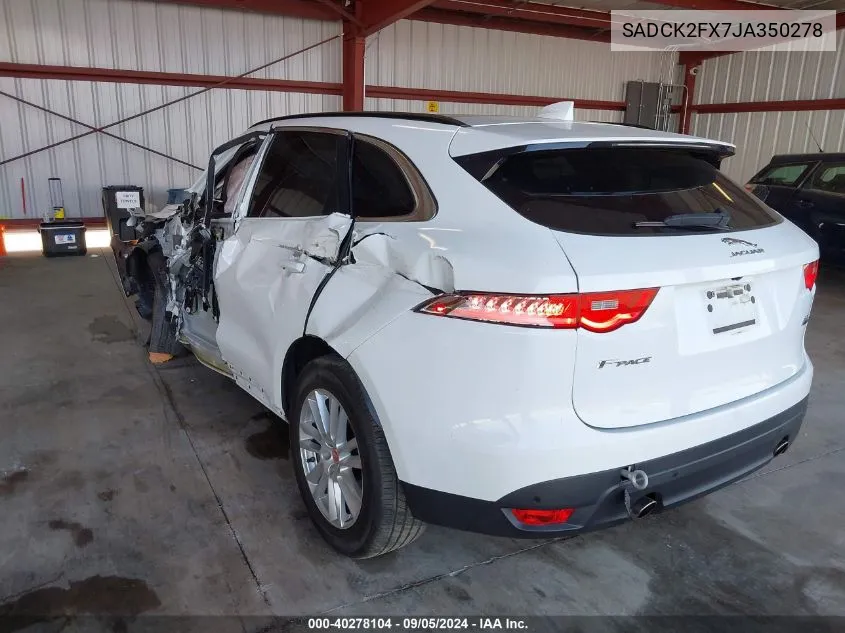 2018 Jaguar F-Pace 25T Prestige VIN: SADCK2FX7JA350278 Lot: 40278104