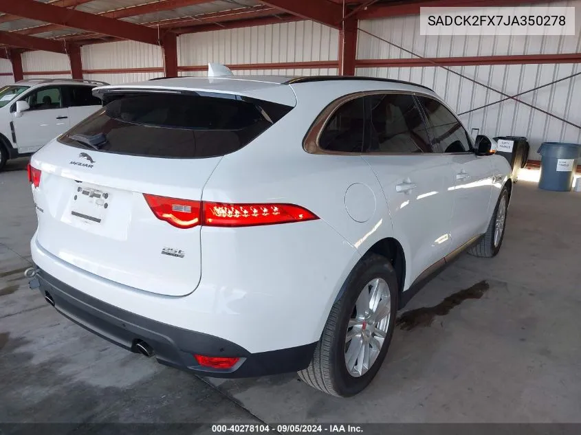 2018 Jaguar F-Pace 25T Prestige VIN: SADCK2FX7JA350278 Lot: 40278104