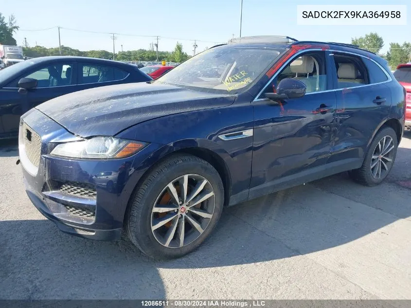 2019 Jaguar F-Pace VIN: SADCK2FX9KA364958 Lot: 12086511