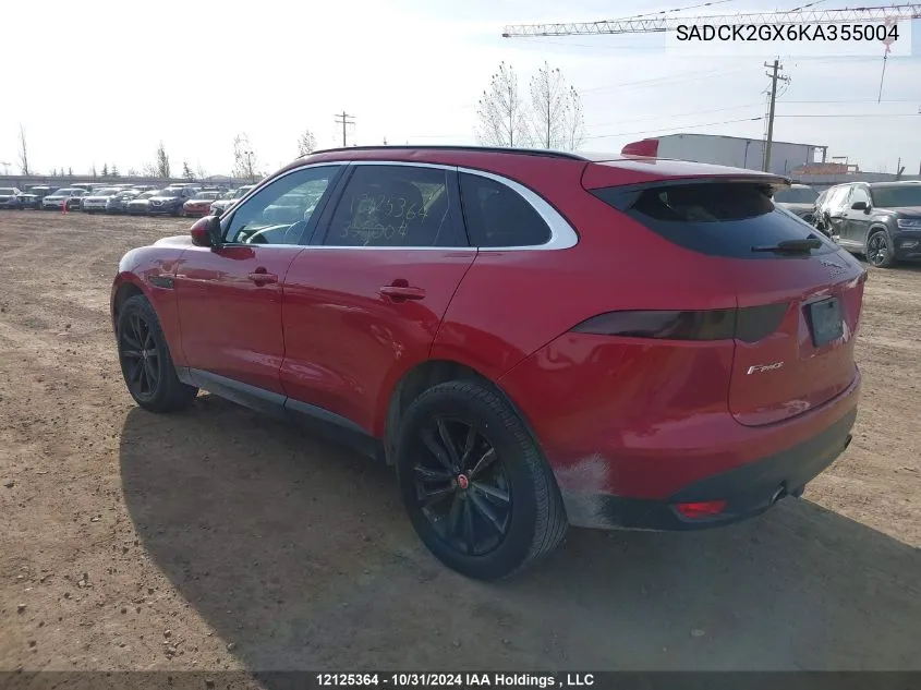 2019 Jaguar F-Pace Prestige VIN: SADCK2GX6KA355004 Lot: 12125364