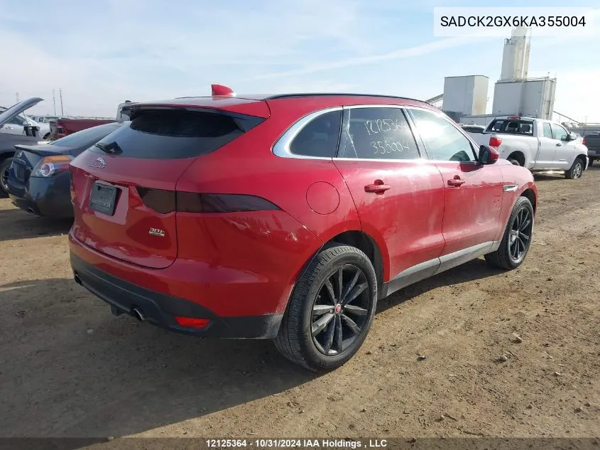 2019 Jaguar F-Pace Prestige VIN: SADCK2GX6KA355004 Lot: 12125364