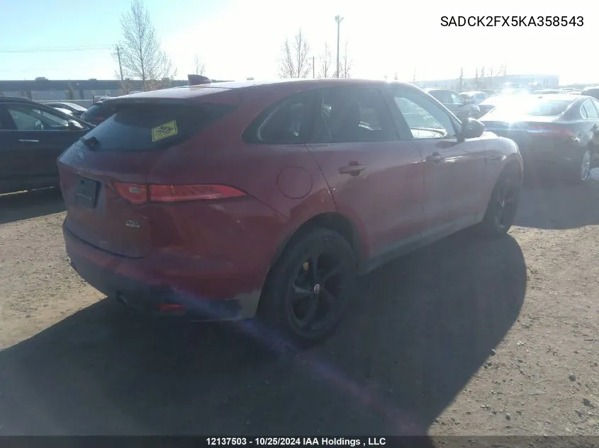 2019 Jaguar F-Pace VIN: SADCK2FX5KA358543 Lot: 12137503