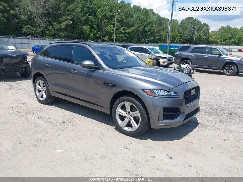 2019 Jaguar F-Pace 25T R-Sport/30T R-Sport VIN: SADCL2GXXKA398371 Lot: 39787270