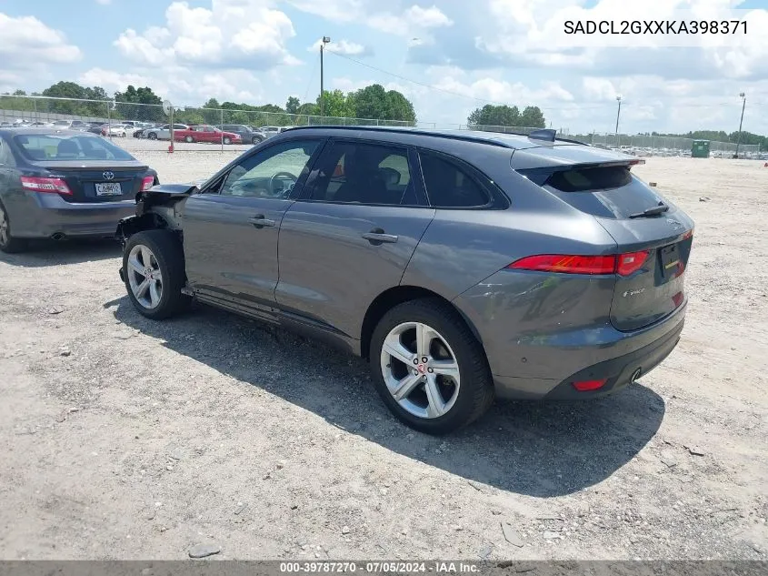 2019 Jaguar F-Pace 25T R-Sport/30T R-Sport VIN: SADCL2GXXKA398371 Lot: 39787270