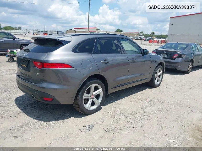 2019 Jaguar F-Pace 25T R-Sport/30T R-Sport VIN: SADCL2GXXKA398371 Lot: 39787270