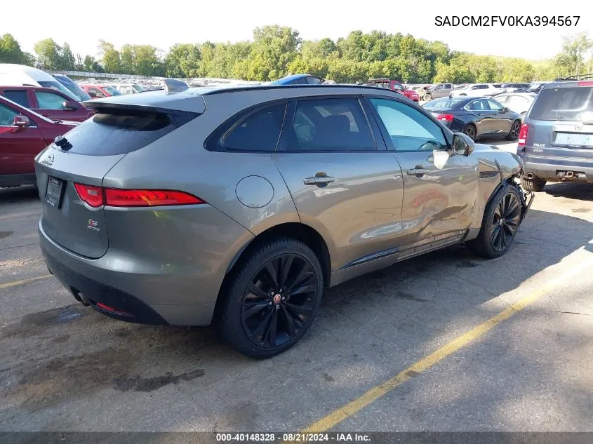 2019 Jaguar F-Pace S VIN: SADCM2FV0KA394567 Lot: 40148328