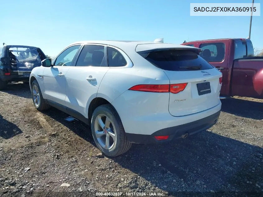 2019 Jaguar F-Pace 25T Premium VIN: SADCJ2FX0KA360915 Lot: 40632837