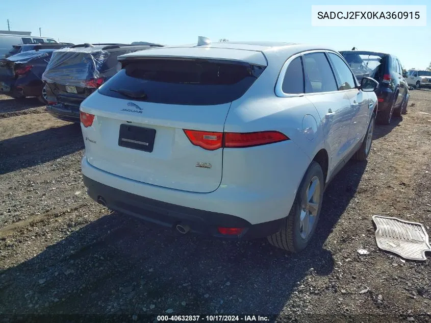 2019 Jaguar F-Pace 25T Premium VIN: SADCJ2FX0KA360915 Lot: 40632837