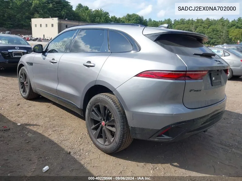 2022 Jaguar F-Pace S P250 Awd Automatic VIN: SADCJ2EX0NA702000 Lot: 40229566