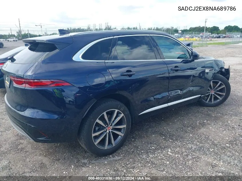 2022 Jaguar F-Pace S VIN: SADCJ2EX8NA689786 Lot: 40331876