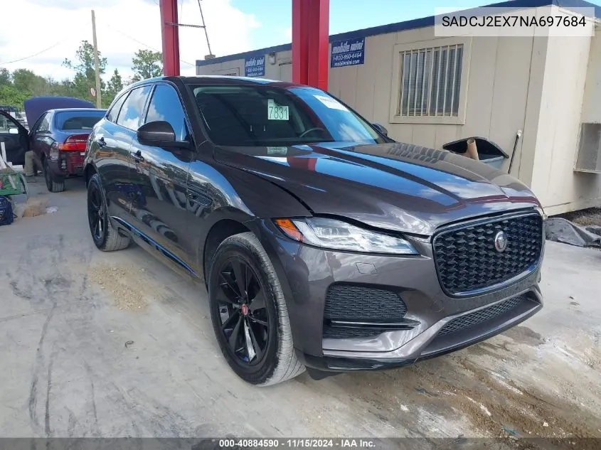 2022 Jaguar F-Pace S P250 Awd Automatic VIN: SADCJ2EX7NA697684 Lot: 40884590