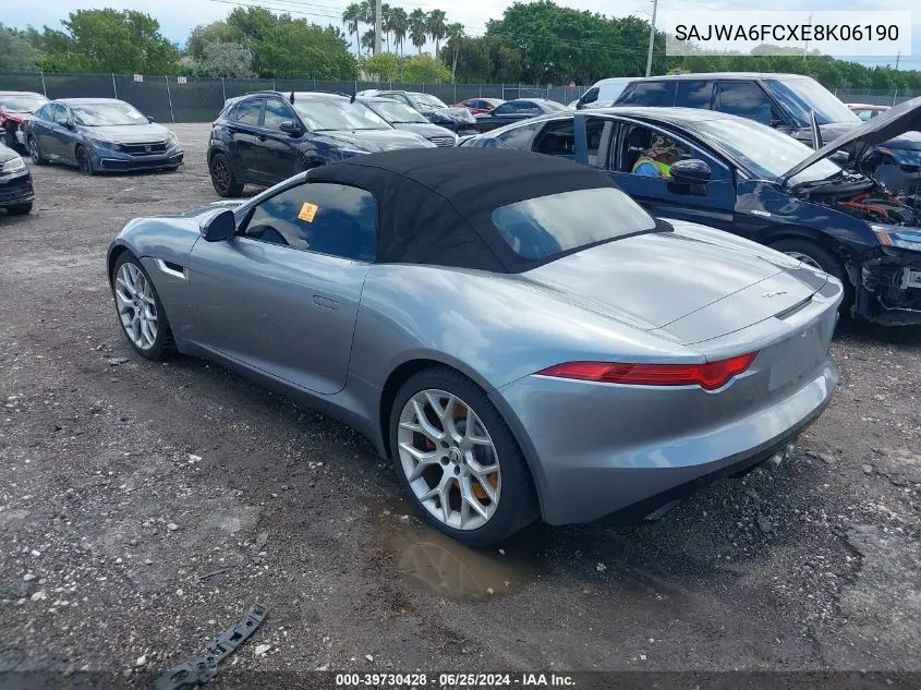 2014 Jaguar F-Type S VIN: SAJWA6FCXE8K06190 Lot: 39730428