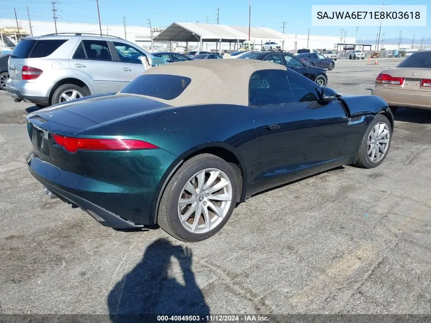 2014 Jaguar F-Type VIN: SAJWA6E71E8K03618 Lot: 40849503