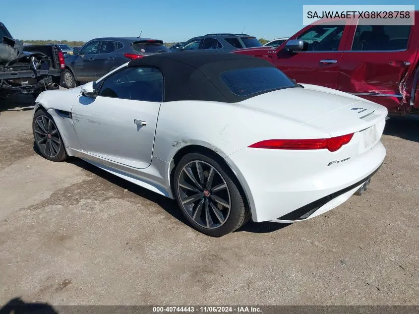 2016 Jaguar F-Type VIN: SAJWA6ETXG8K28758 Lot: 40744443