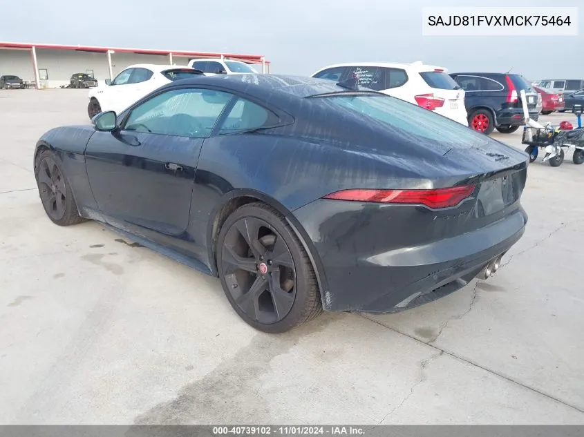 2021 Jaguar F-Type R-Dynamic Awd Automatic VIN: SAJD81FVXMCK75464 Lot: 40739102