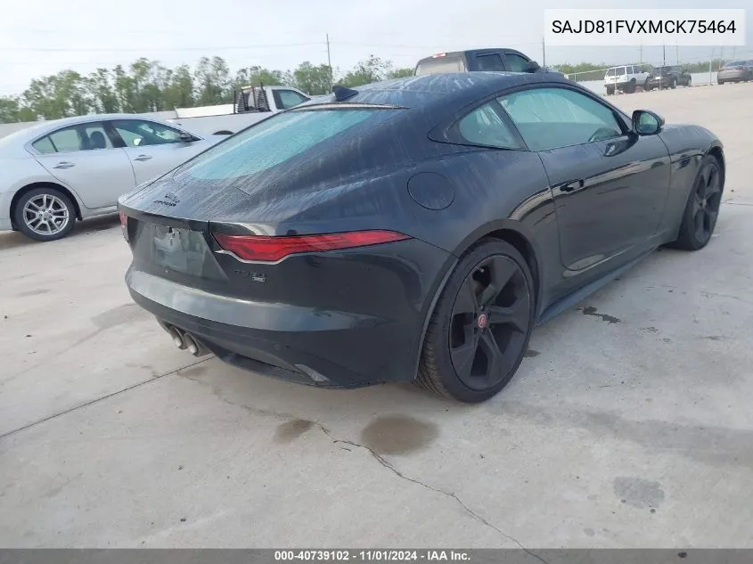 2021 Jaguar F-Type R-Dynamic Awd Automatic VIN: SAJD81FVXMCK75464 Lot: 40739102