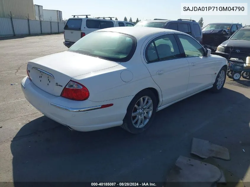 2001 Jaguar S-Type 4.0L V8 VIN: SAJDA01P71GM04790 Lot: 40185087