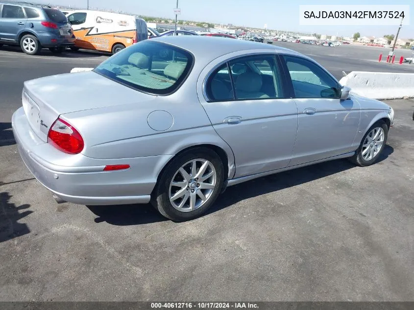 2002 Jaguar S-Type 3.0L V6 VIN: SAJDA03N42FM37524 Lot: 40612716