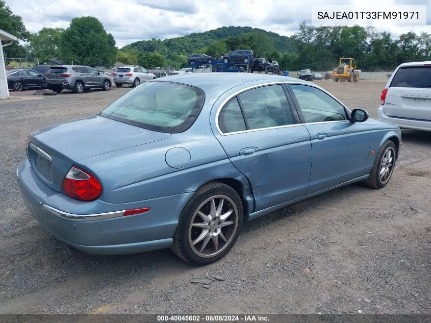 2003 Jaguar S-Type 3.0L V6 VIN: SAJEA01T33FM91971 Lot: 40045602