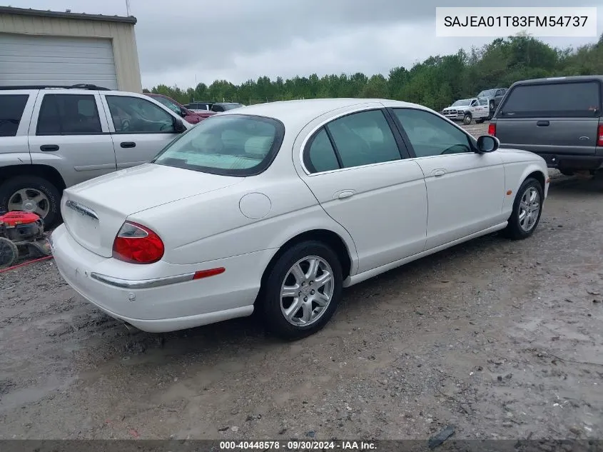 2003 Jaguar S-Type 3.0L V6 VIN: SAJEA01T83FM54737 Lot: 40448578