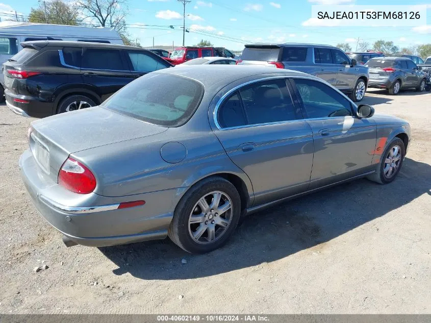 2003 Jaguar S-Type 3.0L V6 VIN: SAJEA01T53FM68126 Lot: 40602149