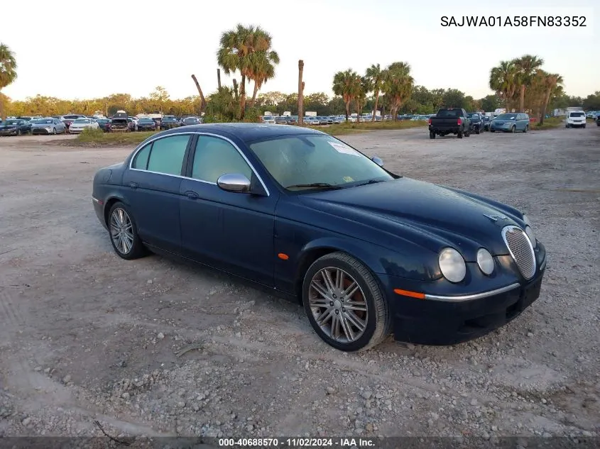 2008 Jaguar S-Type 3.0 V6 VIN: SAJWA01A58FN83352 Lot: 40688570