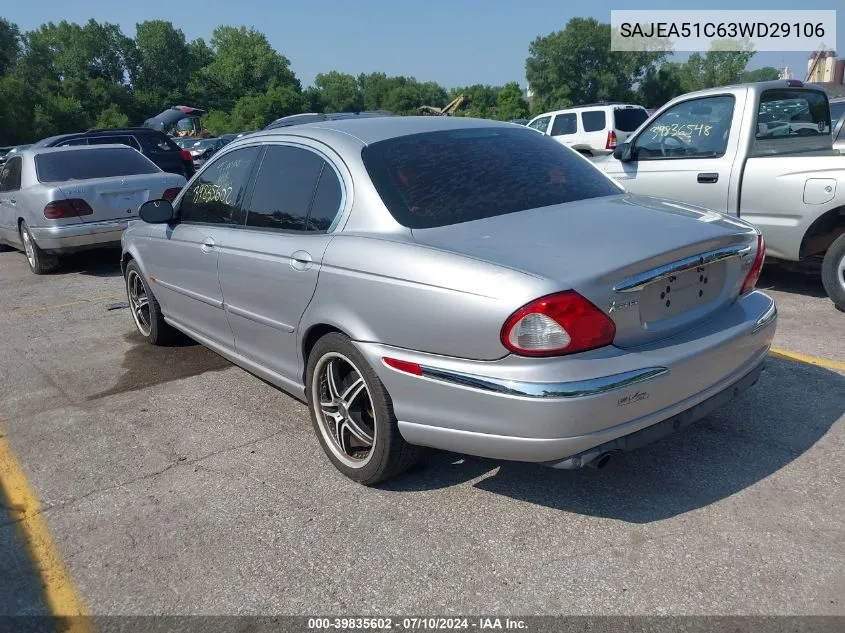 2003 Jaguar X-Type 3.0 VIN: SAJEA51C63WD29106 Lot: 39835602