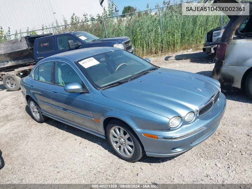 2003 Jaguar X-Type 2.5 VIN: SAJEA51D43XD02361 Lot: 40271359