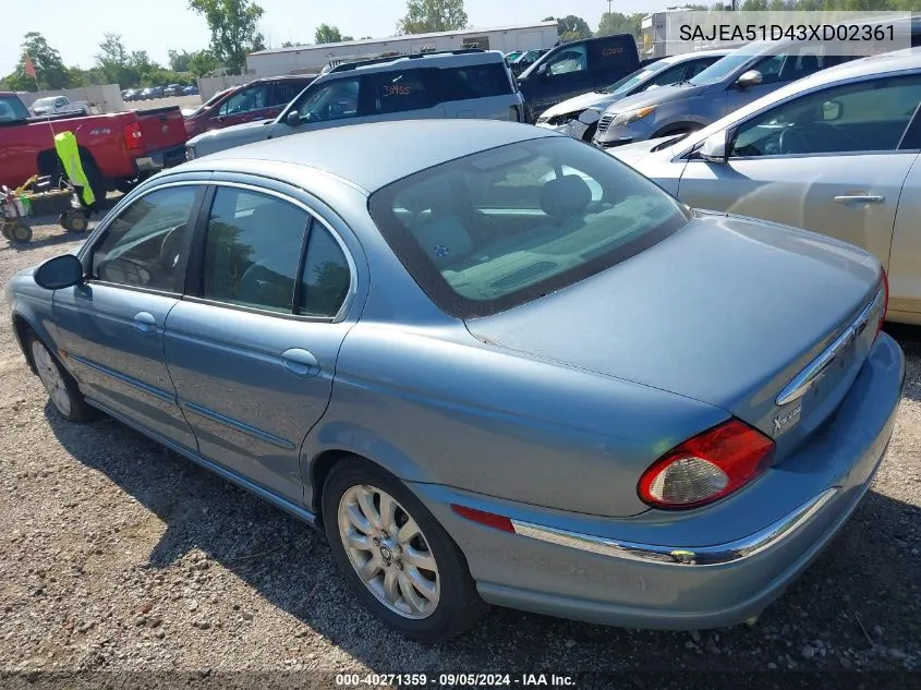 2003 Jaguar X-Type 2.5 VIN: SAJEA51D43XD02361 Lot: 40271359