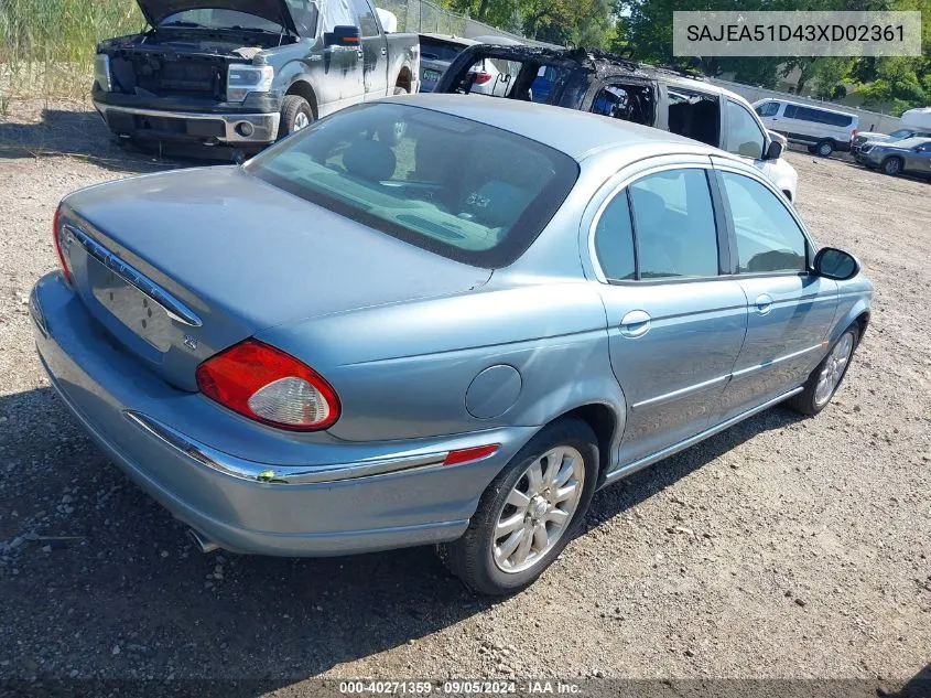 2003 Jaguar X-Type 2.5 VIN: SAJEA51D43XD02361 Lot: 40271359