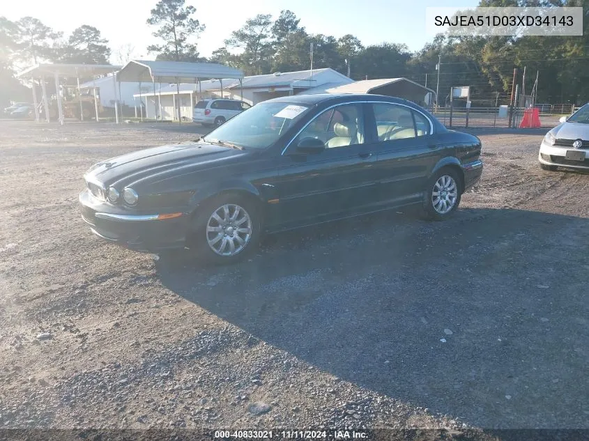 2003 Jaguar X-Type 2.5 VIN: SAJEA51D03XD34143 Lot: 40833021