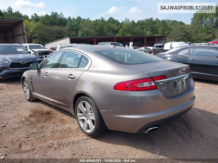 2011 Jaguar Xf VIN: SAJWA0FB0BLS13551 Lot: 40486353