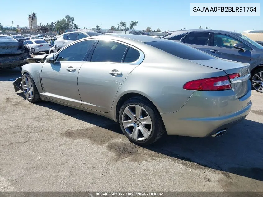 2011 Jaguar Xf VIN: SAJWA0FB2BLR91754 Lot: 40658306