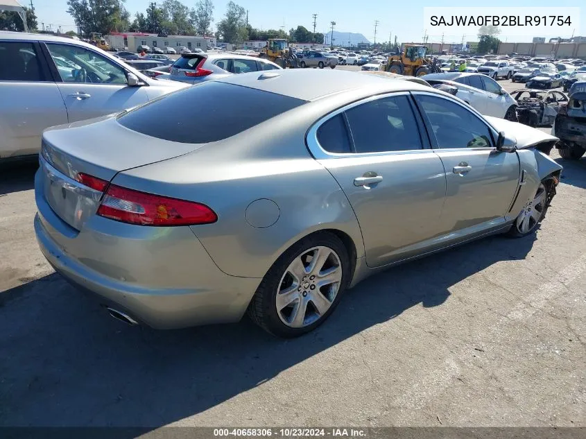 2011 Jaguar Xf VIN: SAJWA0FB2BLR91754 Lot: 40658306