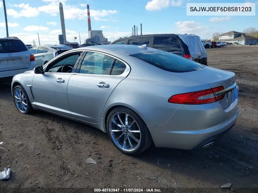 2013 Jaguar Xf V6 Sc VIN: SAJWJ0EF6D8S81203 Lot: 40783947