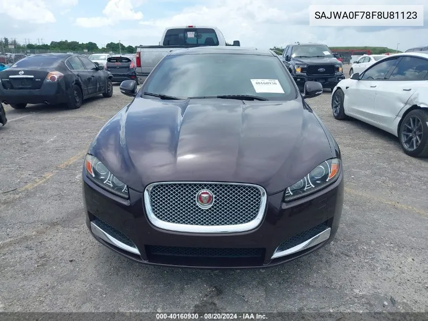 2015 Jaguar Xf 3.0 Portfolio/3.0 Sport VIN: SAJWA0F78F8U81123 Lot: 40160930