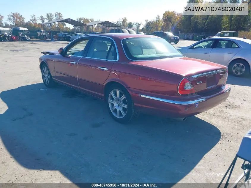 2004 Jaguar Xj Xj8 VIN: SAJWA71C74SG20481 Lot: 40745958