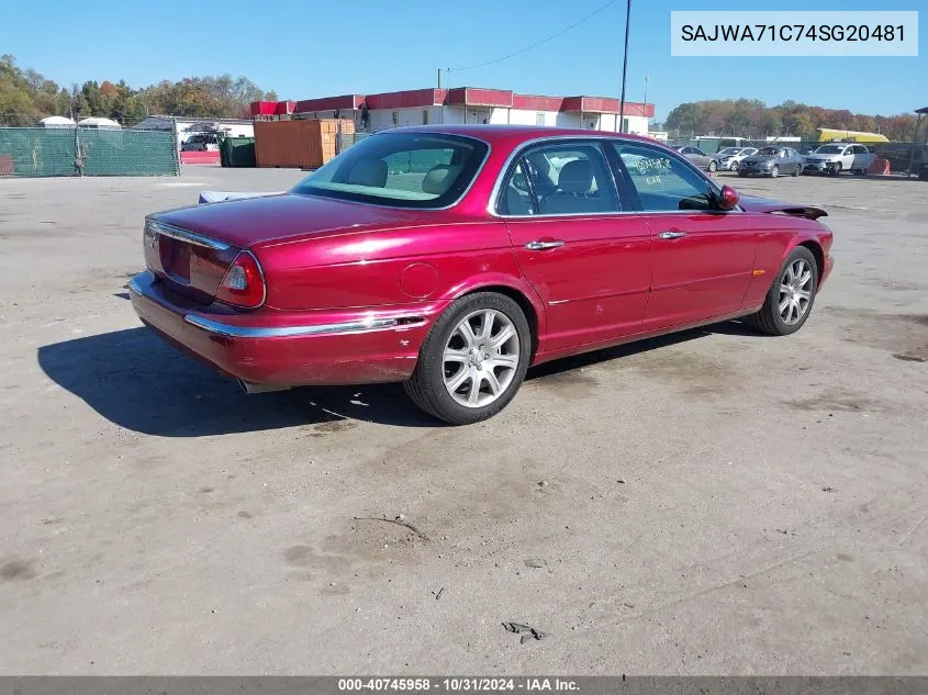 2004 Jaguar Xj Xj8 VIN: SAJWA71C74SG20481 Lot: 40745958