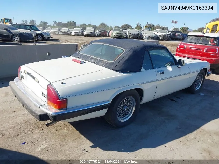 1989 Jaguar Xjs VIN: SAJNV4849KC163304 Lot: 40775321