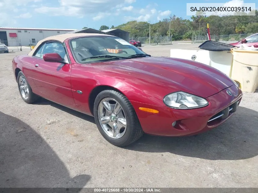 1999 Jaguar Xk8 VIN: SAJGX2040XC039514 Lot: 40725688