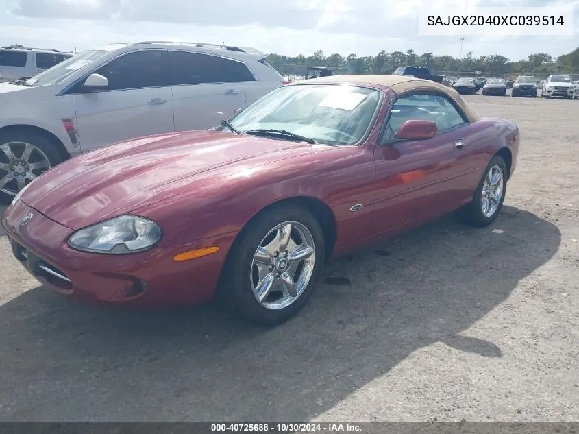 1999 Jaguar Xk8 VIN: SAJGX2040XC039514 Lot: 40725688