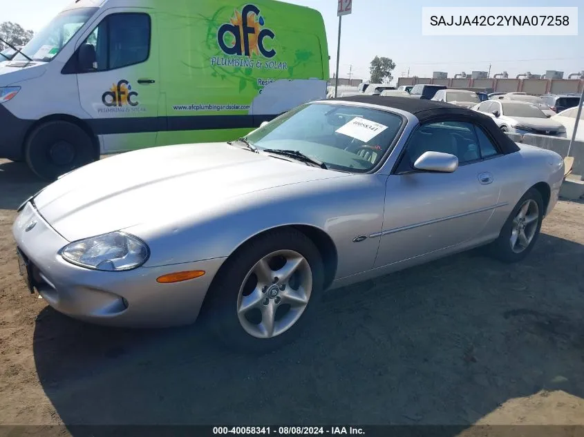 2000 Jaguar Xk8 VIN: SAJJA42C2YNA07258 Lot: 40058341