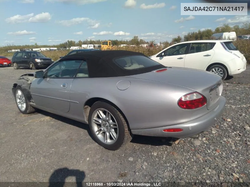 2001 Jaguar Xk8 VIN: SAJDA42C71NA21417 Lot: 12115968