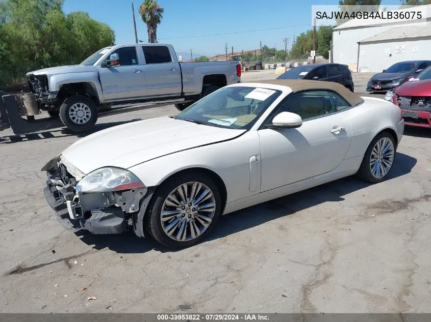 2010 Jaguar Xk VIN: SAJWA4GB4ALB36075 Lot: 39953822