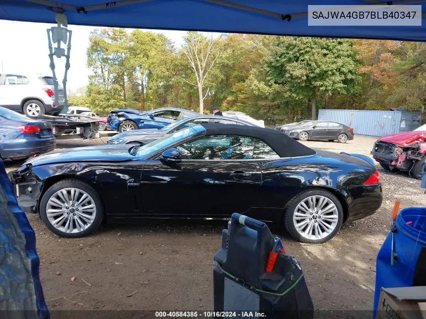 2011 Jaguar Xk VIN: SAJWA4GB7BLB40347 Lot: 40584385