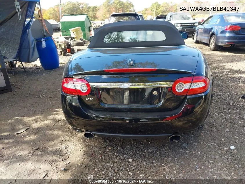 2011 Jaguar Xk VIN: SAJWA4GB7BLB40347 Lot: 40584385