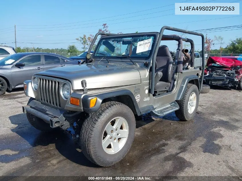 2002 Jeep Wrangler / Tj Sport VIN: 1J4FA49S02P772263 Lot: 40151849