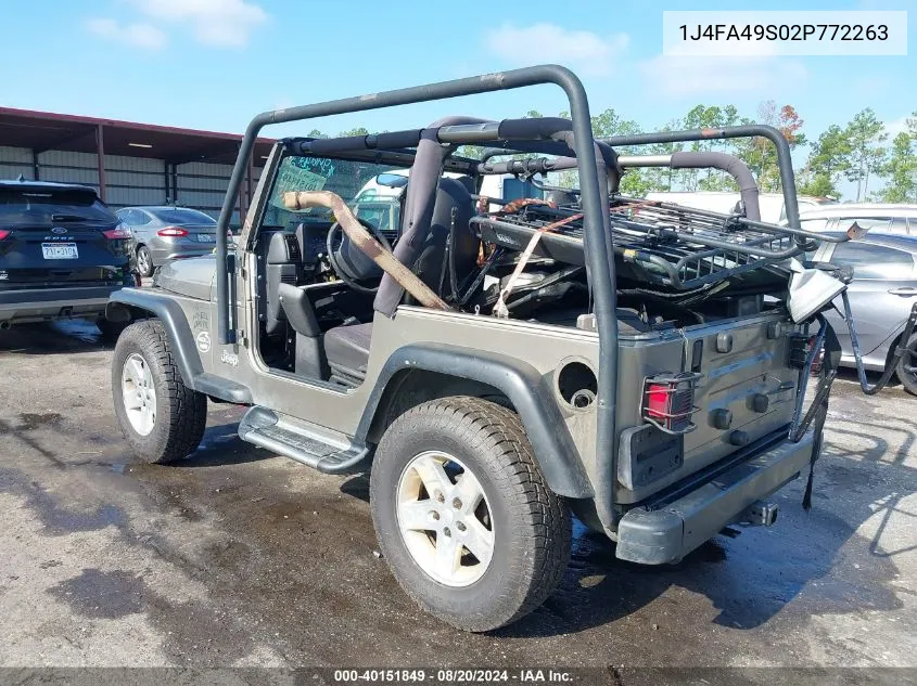 2002 Jeep Wrangler / Tj Sport VIN: 1J4FA49S02P772263 Lot: 40151849